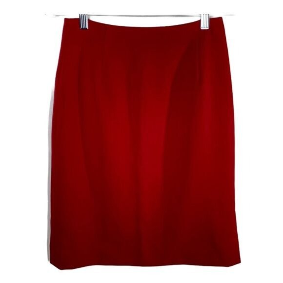 Charles Gray Red Wool Pencil Skirt Size 4 | Lined Classic Fall Holiday Work - Picture 1 of 10